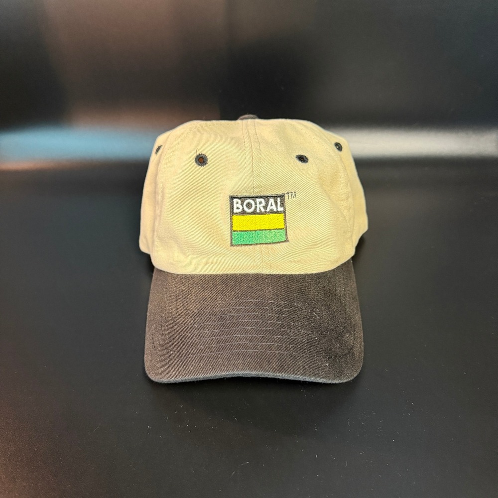 Boral Logo Tan Black Cotton Twill Adjustable Strapback Baseball Hat‎ OS Mens